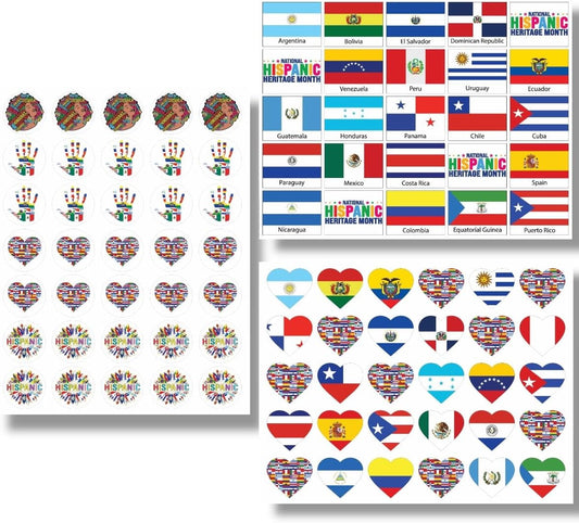 280 Hispanic Heritage Month Stickers, Hispanic Heritage Stickers, Hispanic Flags, Spanish Speaking Countries Flags, Hispanic Heritage Month Decorations, Hispanic Heritage Party Favors